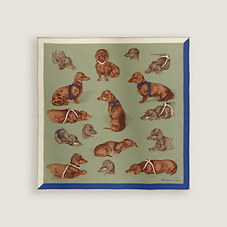 Les Bassets scarf 45 - Blue | Hermès Mainland China